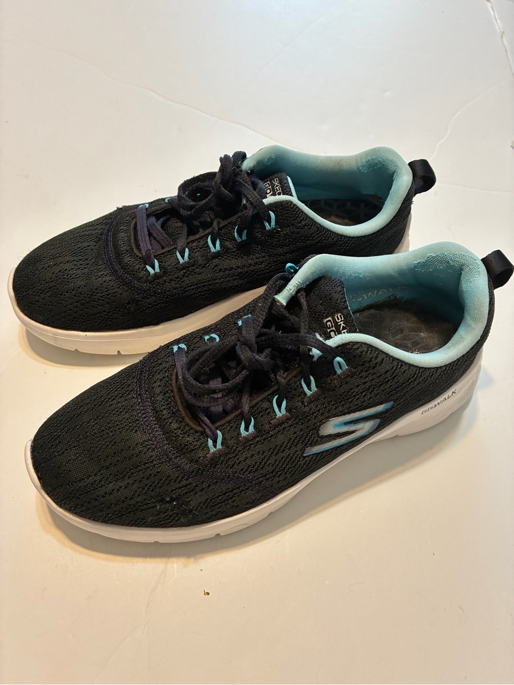 Skechers Kids Black & Light Blue Slip-On Lace Athletic Sneakers